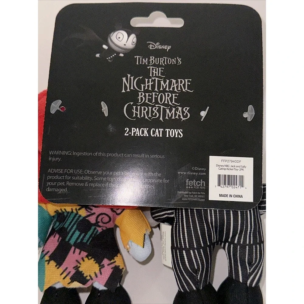 Disney Nightmare Before Christmas Jack & Sally Catnip Plush Cat Toys 2-Pack NEW